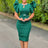 Women Bodycon Party Dress Ruffles Sleeves Hollow Out Party Green / S