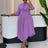Women Elegant A Line Midi Pleated Dress with Bow Tie Neck 3/4 Sleeves Irregular Lavender / S