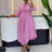 Women Elegant A Line Midi Pleated Dress with Bow Tie Neck 3/4 Sleeves Irregular