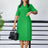 Women Elegant Bodycon Dress Short Sleeves Wrap V Neck Modest Green / S