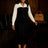 Women Elegant Church Dresses Color Block Notched Lapel Long Sleeve Button