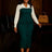 Women Elegant Church Dresses Color Block Notched Lapel Long Sleeve Button