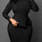 Women Elegant Dress Bodycon Long Sleeves Peplum Ruffles Black / S