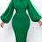Women Long Lantern Sleeves Dress Turn Down Collar Autumn Fashion Green / S