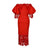 Women Off Shoulder Long Dress Hollow Out Lace High Waisted Bubble Sleeve Red / S / 164