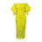 Women Off Shoulder Long Dress Hollow Out Lace High Waisted Bubble Sleeve Yellow / S / 164
