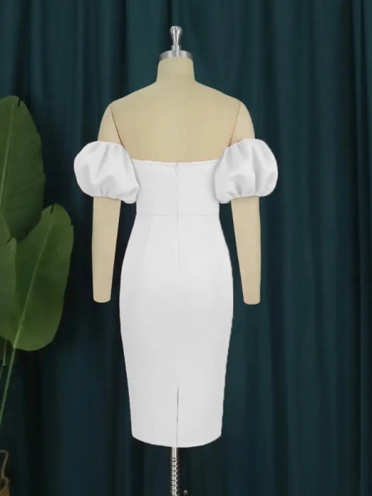 Women Off Shoulder Ruffle Flower Party Dresses Midi