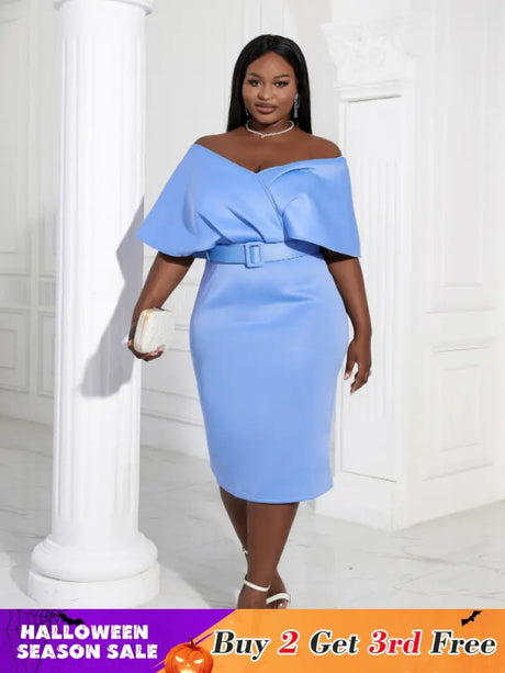 Women Off Shoulder V Neck Party Dress