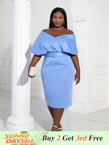 Women Off Shoulder V Neck Party Dress