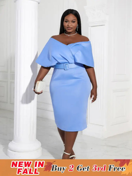 Women Off Shoulder V Neck Party Dress
