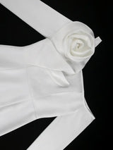 Women One Shoulder Midi Dresswith 3D Flower Asymmetric Sleeve