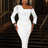 Women One Shoulder Midi Dresswith 3D Flower Asymmetric Sleeve White / S
