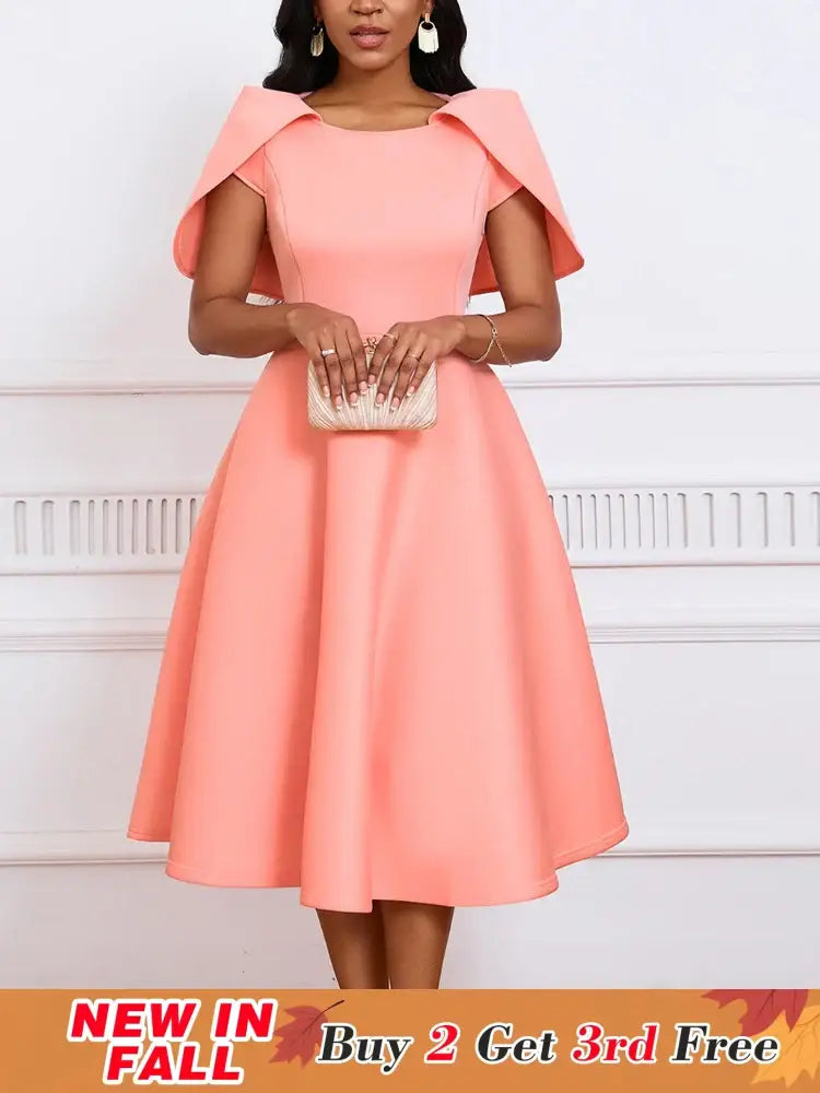 Women Party Dress A Line Cloak Sleeves Event Occasion Female Birthday Wedding Guest
