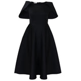Women Party Dress A Line Cloak Sleeves Event Occasion Female Birthday Wedding Guest Black / S