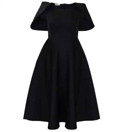 Women Party Dress A Line Cloak Sleeves Event Occasion Female Birthday Wedding Guest Black / S