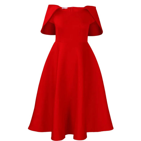 Women Party Dress A Line Cloak Sleeves Event Occasion Female Birthday Wedding Guest Red / S