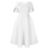 Women Party Dress A Line Cloak Sleeves Event Occasion Female Birthday Wedding Guest White / S