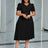 Women Pleated A Line Dresses V Neck Short Sleeves Classy Elegant Office Black / S
