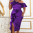 Women Purple Off Shoulder Ruffles Bodycon Dress Purple / S