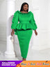 Women Ruffles Red Long Bodycon Christmas Dress Green / S