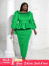 Women Ruffles Red Long Bodycon Christmas Dress Green / S