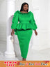 Women Ruffles Red Long Bodycon Christmas Dress Green / S