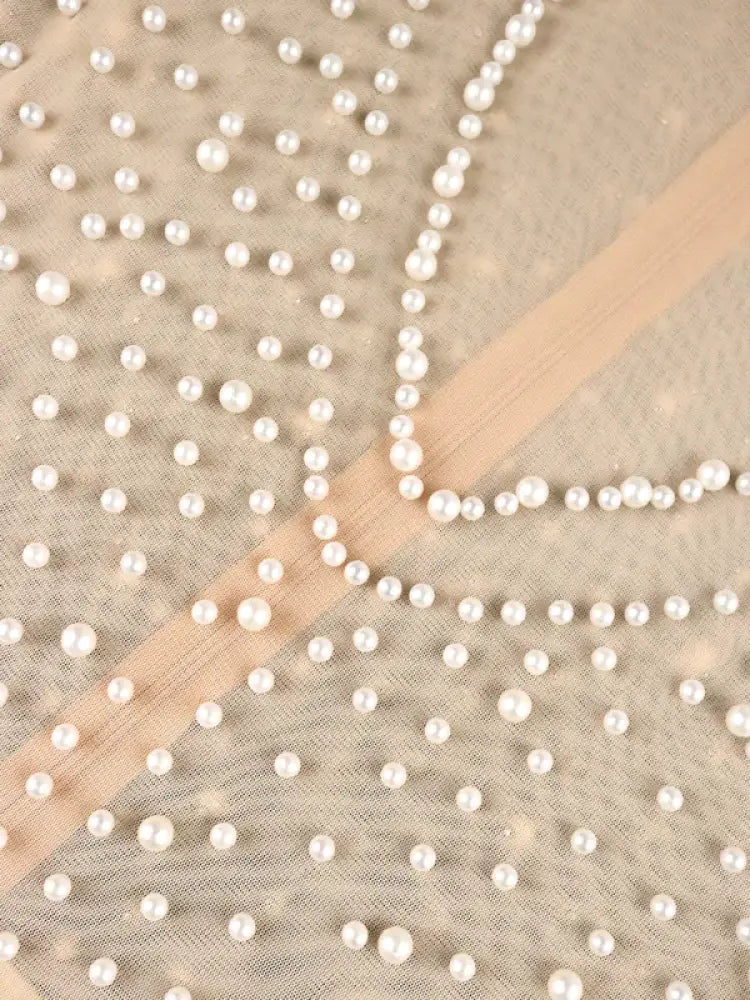 Women See Through Tops Beaded Wide Leg Jumpsuit