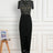 Women Sexy See Through Tulle Bead Slit Party Dress Black / S