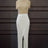 Women Sexy See Through Tulle Bead Slit Party Dress White / S