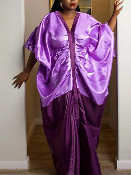 Women Shiny Bubu Kaftan Dresses for Church African LadiesTraditional Red / One Size