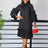 Women Shirt Dress Loose 4 3 Sleeves Pleated Ruffles Bow Collar Black / S