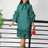 Women Shirt Dress Loose 4 3 Sleeves Pleated Ruffles Bow Collar Green / S