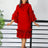 Women Shirt Dress Loose 4 3 Sleeves Pleated Ruffles Bow Collar Red / S