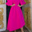 Women Stylish Party Dress A Line High Waist Ruffles Celebrate Rose Red / S