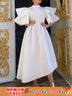 Women Stylish Party Dress A Line High Waist Ruffles Celebrate White / S