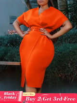 Women V Neck Bodycon Party Dress High Waist Slim African Female