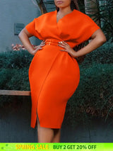 Women V Neck Bodycon Party Dress High Waist Slim African Female