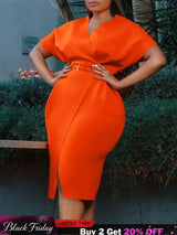 Women V Neck Bodycon Party Dress High Waist Slim African Female