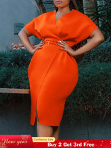 Women V Neck Bodycon Party Dress High Waist Slim African Female