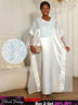 Women White Shiny Bubu Dresses Beading Mesh Patchwork Africa Clothes White / One Size