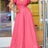 Women Wide Leg Jumpsuits Pleated High Waist V Neck Ruffles African Female One Piece Rompers Pink / S