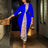 Women’s Dress Autumn Long Sleeve Printed Splicing OL Office Commuter Work Dresses Blue / S