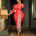 Women’s Dress Autumn Long Sleeve Printed Splicing OL Office Commuter Work Dresses Red / S