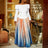 Women’s Two Piece Set Elegant Off Shoulder Suit Tops Printed Loose Long Pleated Skirt WHITE / S