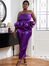 AOMEI Purple Shiny Two Piece Sets Strapless