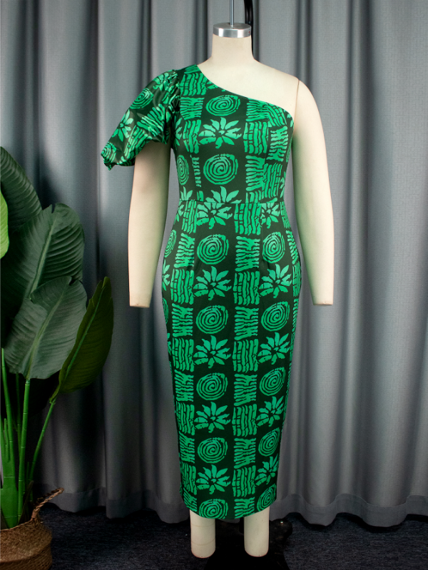 green printed bodycon dresses for women