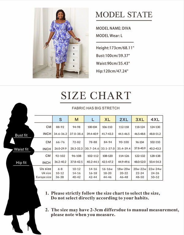 AOMEI Square Collar Short Sleeve Printed Peplum Dresses Midi