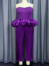 AOMEI Purple Shiny Two Piece Sets Strapless